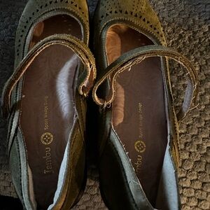 Jambu Sport Wedge Olive Green Mary Jane’s Shoes